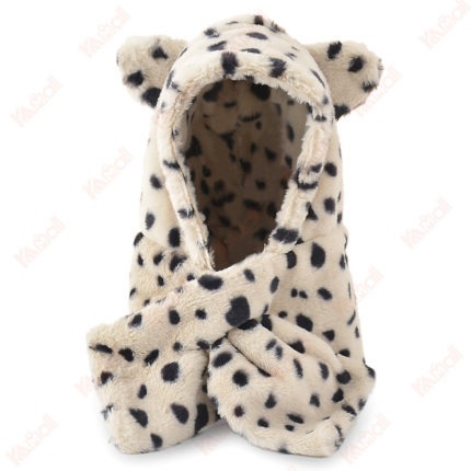 winter beanie leopard print one piece cap
